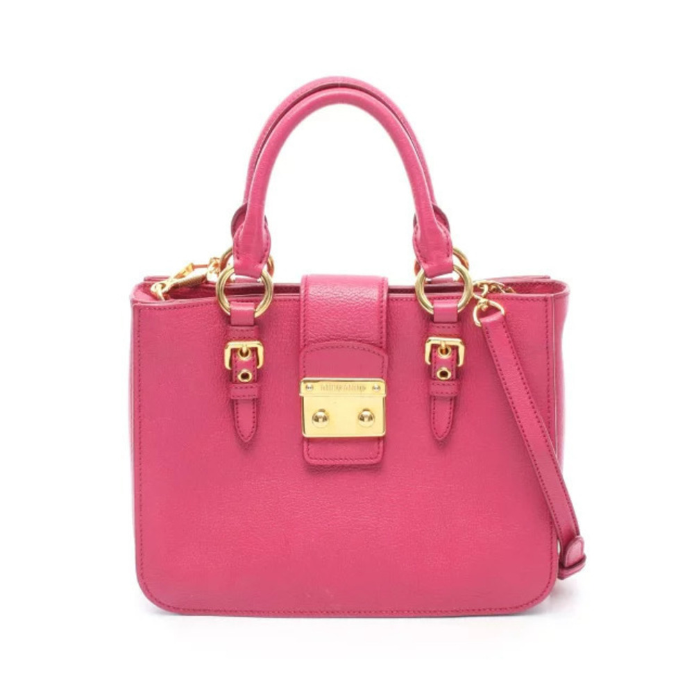 Miu Miu Madras Handbag Leather Pink